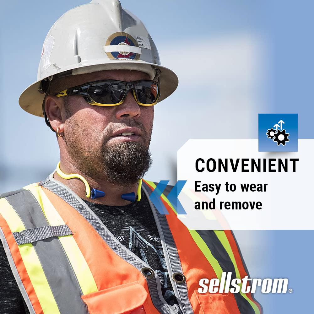 Sellstrom Reusable Banded Earplugs For Work - Work Safety Hearing Protection - 25dB - Hi-Vis Green/Blue,