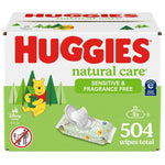 Sensitive Baby Wipes, Huggies Natural Care Baby Diaper Wipes, Unscented, Hypoallergenic, 99% Purified Water, 56 Count (Pack Of 9) (504 Wipes Total),