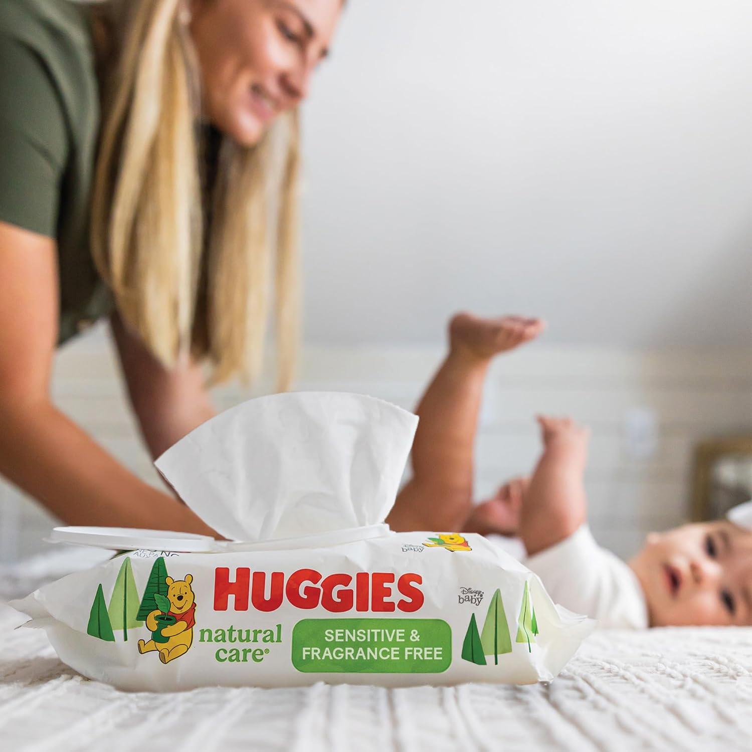 Sensitive Baby Wipes, Huggies Natural Care Baby Diaper Wipes, Unscented, Hypoallergenic, 99% Purified Water, 56 Count (Pack Of 9) (504 Wipes Total),