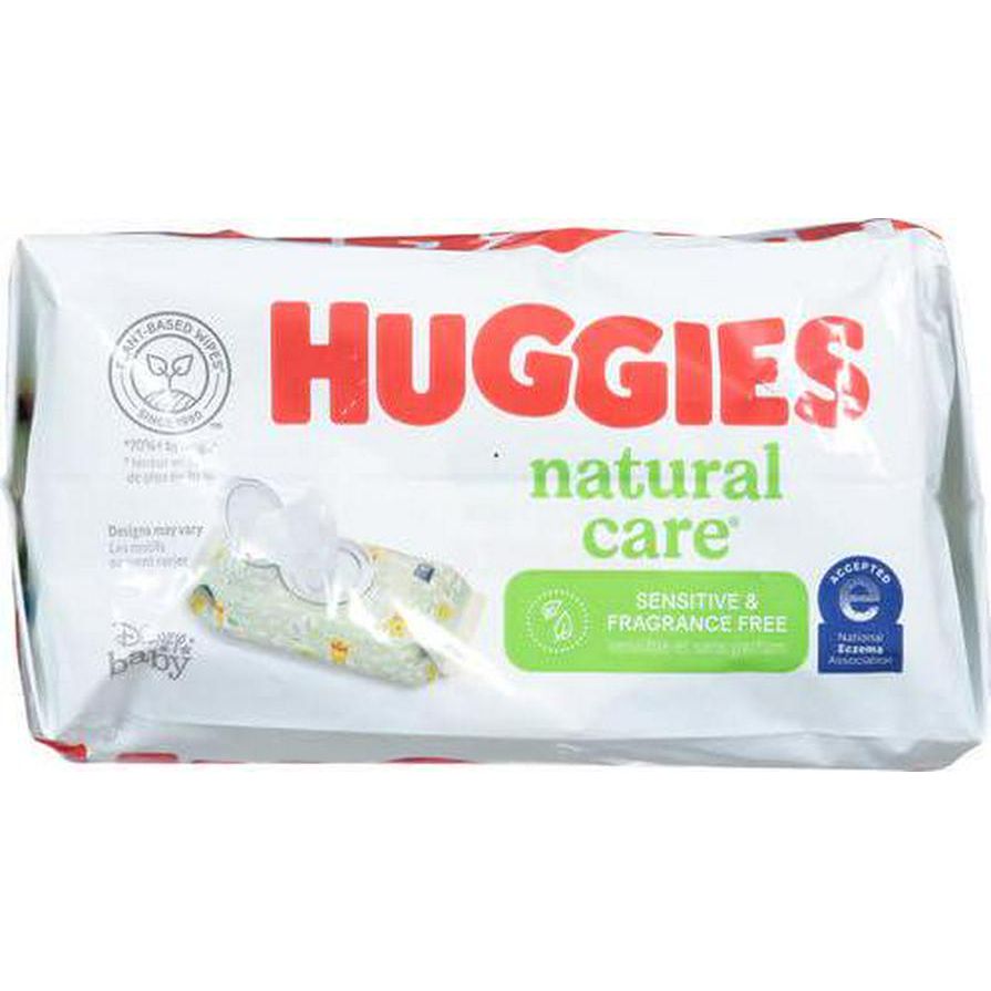 Sensitive Baby Wipes, Huggies Natural Care Baby Diaper Wipes, Unscented, Hypoallergenic, 99% Purified Water, 3 Flip-Top Packs (168 Wipes Total),