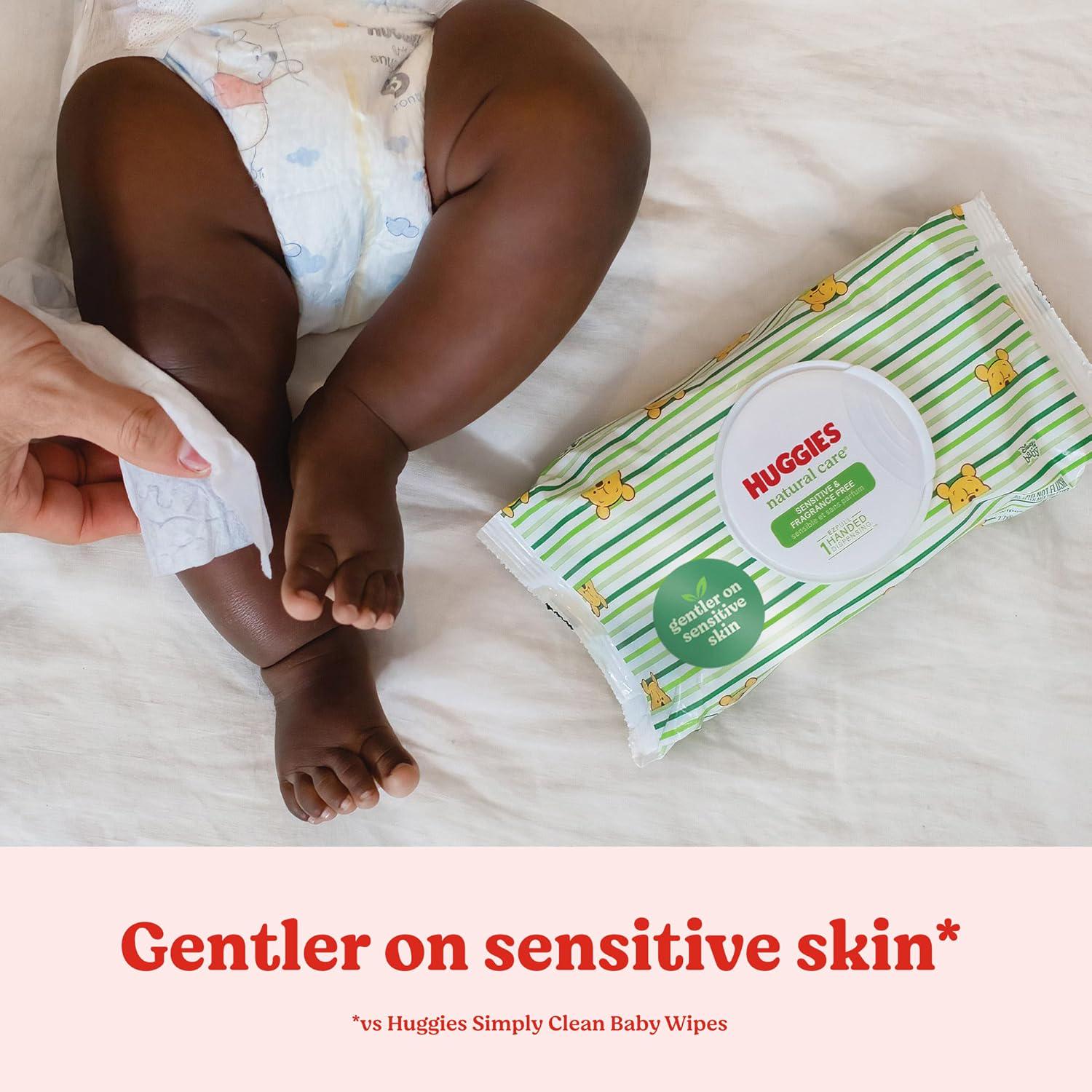 Sensitive Baby Wipes, Huggies Natural Care Baby Diaper Wipes, Unscented, Hypoallergenic, 99% Purified Water, 56 Count (Pack Of 9) (504 Wipes Total),