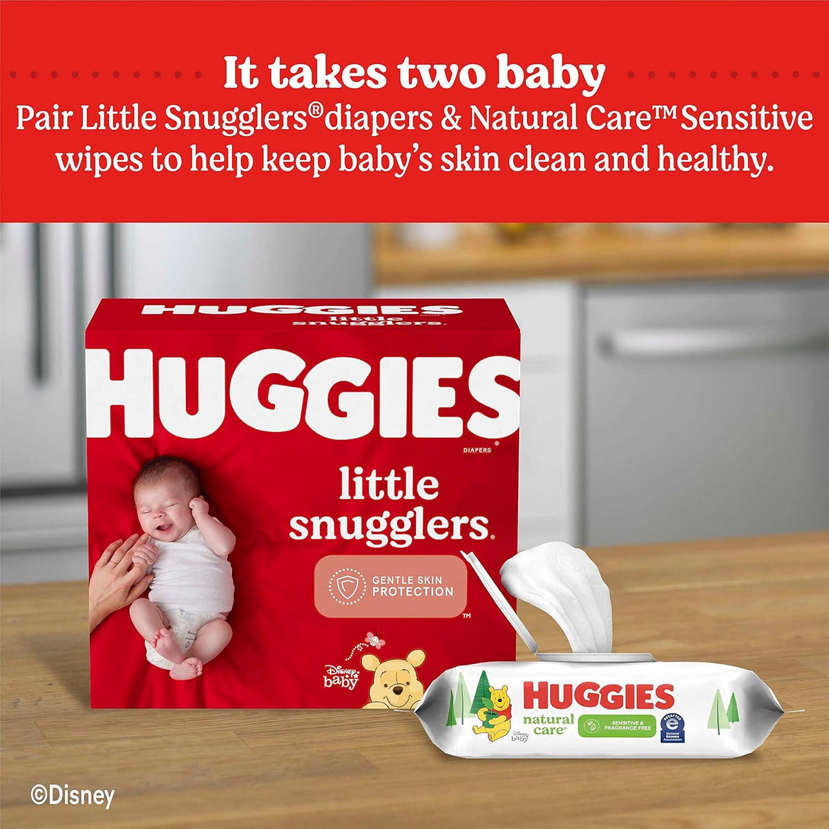 Sensitive Baby Wipes, Huggies Natural Care Baby Diaper Wipes, Unscented, Hypoallergenic, 99% Purified Water, 3 Flip-Top Packs (168 Wipes Total),