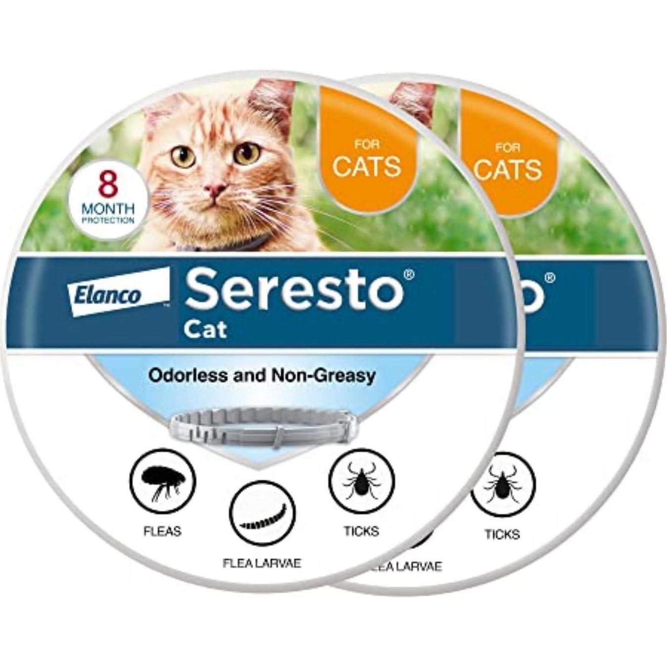 Seresto Cat Flea and Tick Collar Vet Recommended 8 Month Protection Pack of 2 for Cats of All Sizes