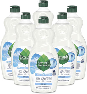 Seventh Generation Free & Clear Dish Liquid Soap, 19 oz, Sensitive Skin Formula, Pack of 6, Plant-Based Ingredients