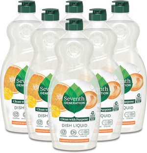 Seventh Generation Dish Liquid Soap, Clementine Zest & Lemongrass, Pack of 6, 19oz Bottles