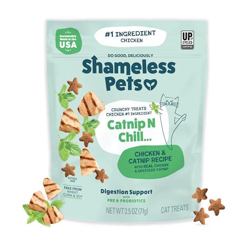 Shameless Pets Digestive Cat Treats, 1 Bag, Chicken & Catnip Crunchy Bites, Supports Digestive Health
