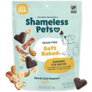 Shameless Pets Dog Treats Bananas for Bacon Soft Chews with Omega 3 & 6 Made in USA