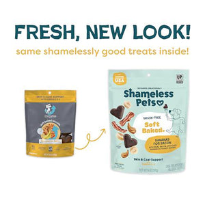 Shameless Pets Dog Treats Bananas for Bacon Soft Chews with Omega 3 & 6 Made in USA