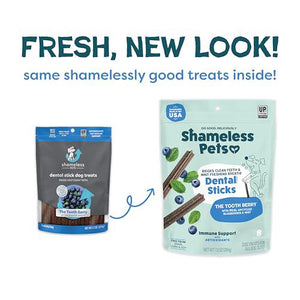 Shameless Pets Toothberry Dental Chews for Dogs Grain Free Treats for Tartar Removal and Fresh Breath