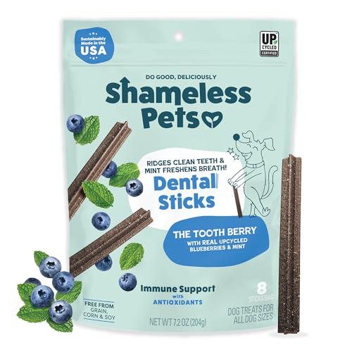 Shameless Pets Toothberry Dental Chews for Dogs Grain Free Treats for Tartar Removal and Fresh Breath