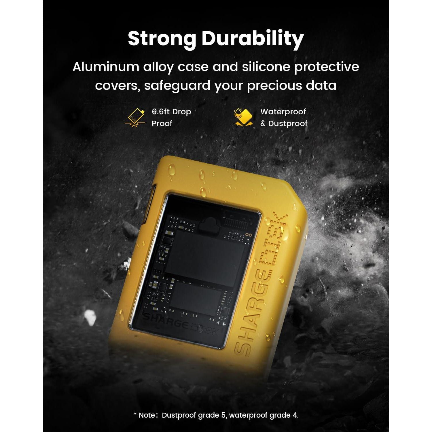 Sharge Disk M.2 NVMe SSD Enclosure With Active Cooling System, 10Gbps USB C 3.2 Gen2, Enclosure NVMe Reader Supports M Keys And Size 2230 SSDs, Yellow,