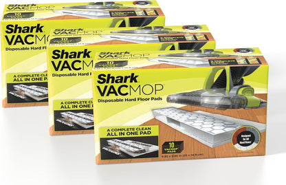 Shark Vacmop Disposable Hard Floor Pad Refills, Compatible with VM252 & VM180, No-Touch Disposal for Sealed Floors, 3-Pack (30 Count)