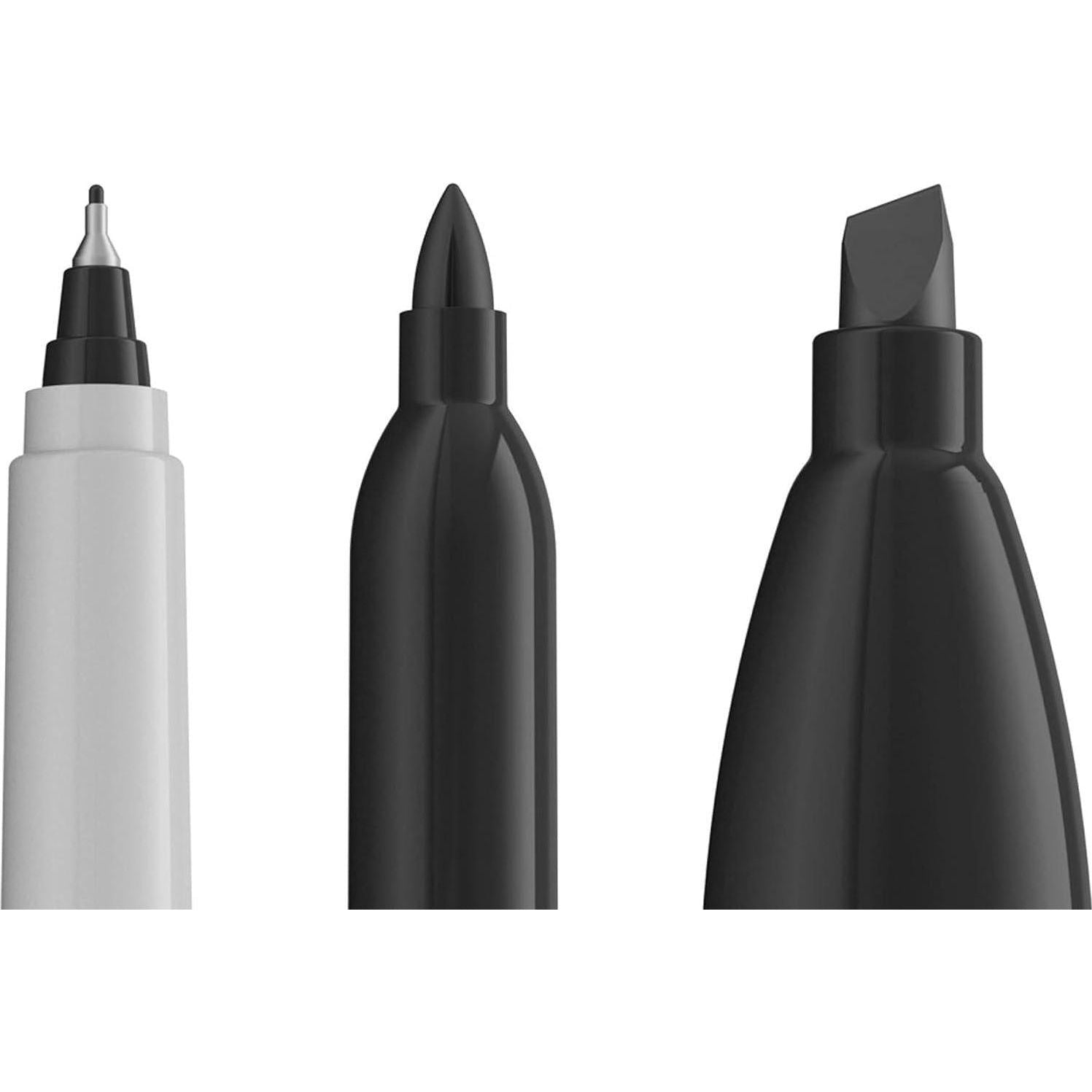 Sharpie Permanent Markers Variety Pack, Featuring Ultra-Fine, Chisel Tip, And Fine Tip Marker Set, Writing And Poster Markers, Black, 6 Count,