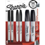 Sharpie Permanent Markers Variety Pack, Featuring Ultra-Fine, Chisel Tip, And Fine Tip Marker Set, Writing And Poster Markers, Black, 6 Count,