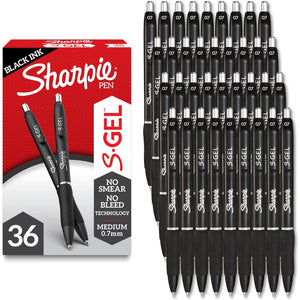 Sharpie S-Gel, Gel Pens, Drawing Pens, Gel Ink Pens For Journaling, Writing Pens, Coloring Pens, Medium Point Pens (0.7Mm), Black Ink Gel Pen, 36 Count,