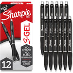 Sharpie S-Gel, Gel Pens, Drawing Pens, Gel Ink Pens For Journaling, Writing Pens, Coloring Pens, Medium Point Pens (0.7Mm), Black Barrel, Black Gel Ink, 12 Count,