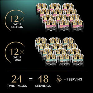 Sheba Perfect Portions Wet Cat Food Cuts in Gravy 2.6 oz Twin Packs 12 Count Tuna and Salmon Trays
