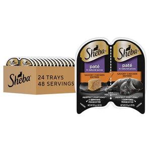Sheba Perfect Portions Pate Wet Cat Food Savory Chicken 24 Twin Pack Trays 48 Servings