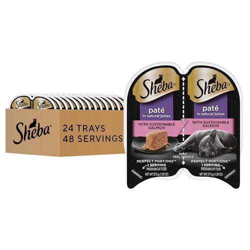 Sheba Perfect Portions Wet Cat Food Pate Salmon Flavor 2.6 oz Trays 24 Count 48 Servings