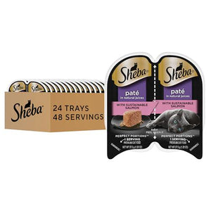 Sheba Perfect Portions Wet Cat Food Pate Salmon Flavor 2.6 oz Trays 24 Count 48 Servings