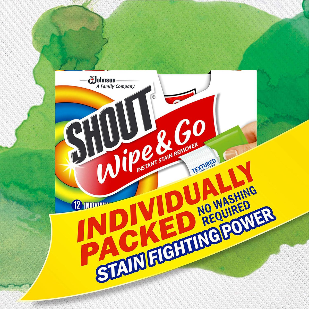 Shout Wipes, Wipe And Go Instant Stain Remover, Laundry Stain And Spot Remover For On-the-Go, 4 Wipes (Pack Of 1),