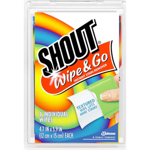 Shout Wipes, Wipe And Go Instant Stain Remover, Laundry Stain And Spot Remover For On-the-Go, 4 Wipes (Pack Of 1),
