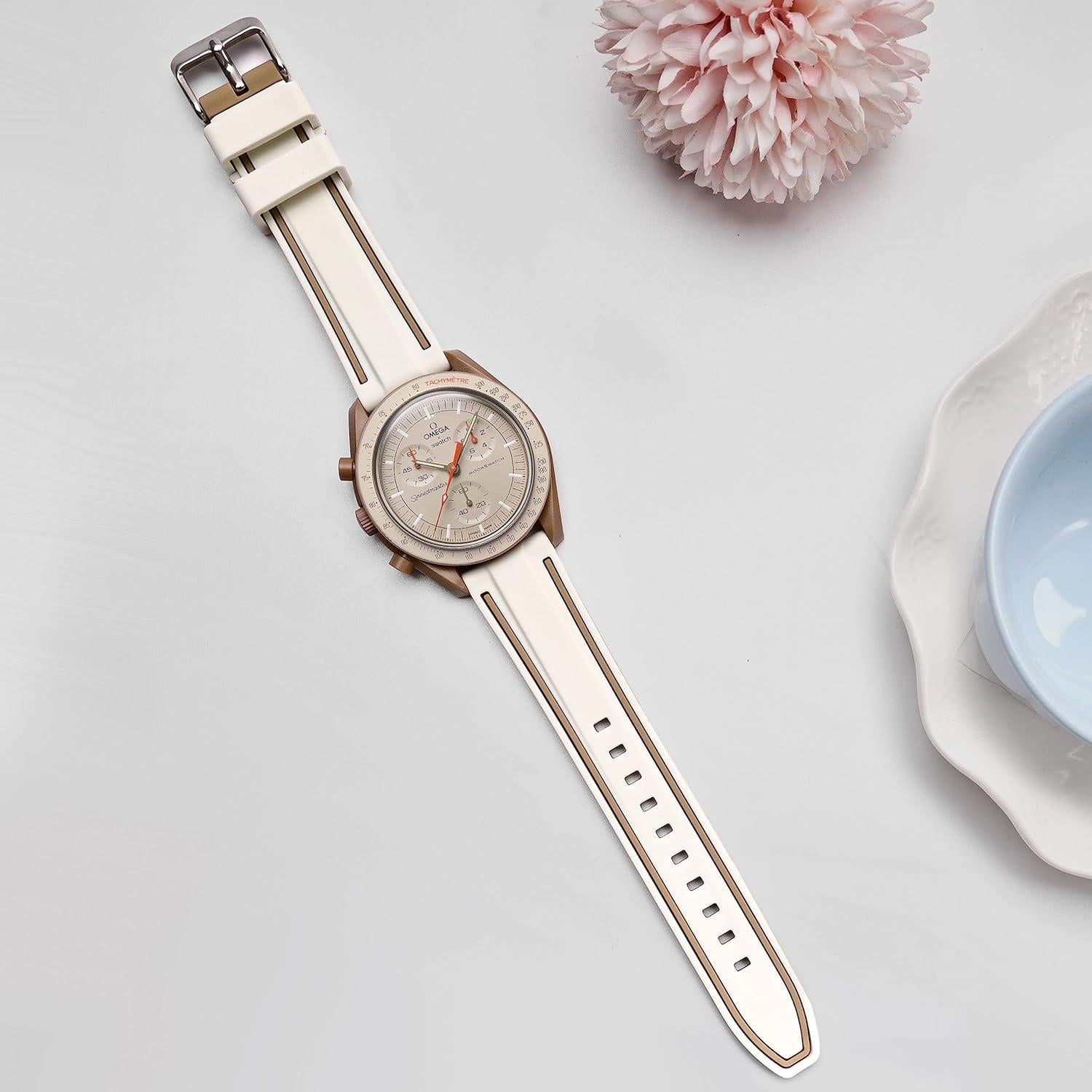 Silicone Band Compatible With Moonswatch,Soft Waterproof Quick Release Rubber 20mm Replacement Watchband For Omega X Swatch Moonswatch Speedmaster/Rolex/SEIKO For Women Men.,Does not Apply