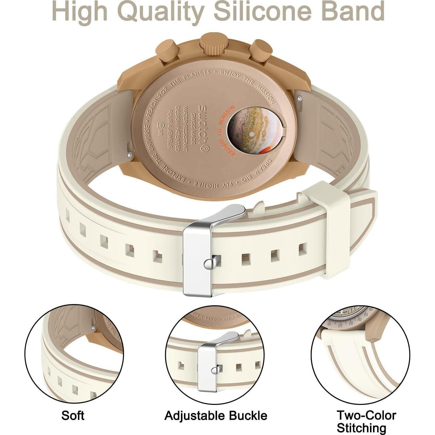 Silicone Band Compatible With Moonswatch,Soft Waterproof Quick Release Rubber 20mm Replacement Watchband For Omega X Swatch Moonswatch Speedmaster/Rolex/SEIKO For Women Men.,Does not Apply