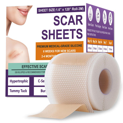 Psecici Silicone Scar Sheets,Silicone Scar Tape,Scar Tape For Surgical,C-Section,Tummy Tuck,Keloid(1.6 X 120 Roll-3M) Keloid Bump Removal