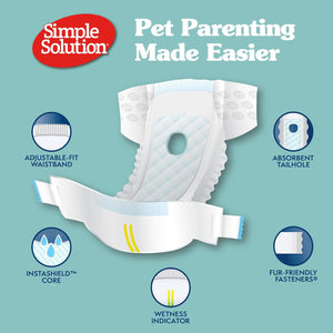 Simple Solution Female Dog Diapers Large 30 Count Disposable Potty and Heat Cycle Protection 18 to 27 Inch Waist