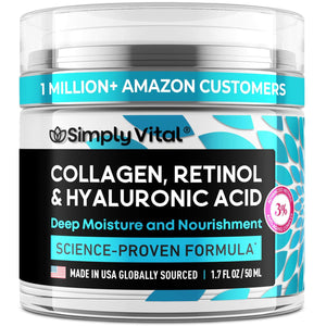 SimplyVital SimplyVital Collagen, Retinol And Hyaluronic Acid Cream - Anti-Aging Face Moisturizer For Face, Neck And Décolleté - Made In USA, Daily Moisturizer Face Cream - 1.7 Fl.oz.