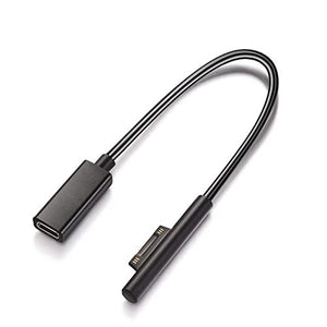 Sisyphy USB-C Female to Surface Charger Cable, 1 Pc, 20cm, Black, Compatible with Surface Pro/Go/Laptop, 45W Needed