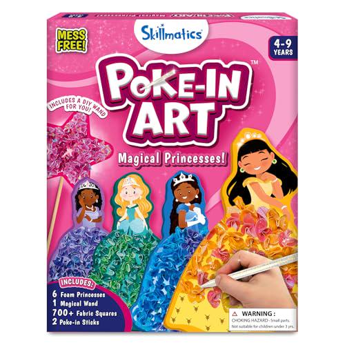 Skillmatics Poke-in Art Kit Magical Princesses, DIY Mess-Free Wood Crafts for Kids Ages 4–9, Creative Gift Activity Set