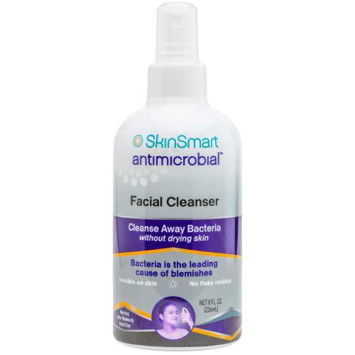SkinSmart Facial Cleanser For Acne, Targets Bacteria For Active Teenage Athletes Post Workout And Adult Acne, 8 Oz Spray Bottle, Safe For Multiple Daily Uses,