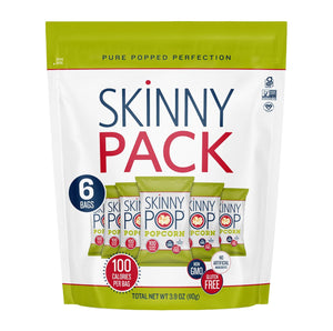 SkinnyPop SkinnyPop Popcorn, Gluten Free, Dairy Free, Non-GMO, Healthy Snacks, Skinny Pop Original Popcorn Snack Packs, 0.65oz Individual Size Snack Bags (6 Count)