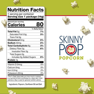 SkinnyPop Popcorn, Gluten-Free, Non-GMO, Healthy Snacks, SkinnyPop Variety Pack, Original & Dairy-Free White Cheddar, 05oz Individual Size Snack Bags, 40 Count