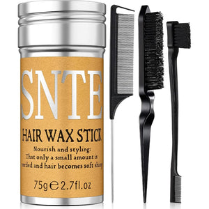 Samnyte Slick Back Hair Brush Set: Hair Wax, Edge Brush, Rat Tail Comb, Bristle Brush, Hair Bun Accessories, Smoothing Brush For Women And Kids