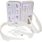 Slick Collar Shirt Collar Support System Set With 3 Adjustable, 10 Premium Collar Stays And A Durable Tin Travel EDC Box In White,