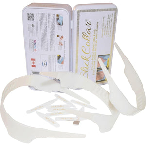 Slick Collar Shirt Collar Support System Set With 3 Adjustable, 10 Premium Collar Stays And A Durable Tin Travel EDC Box In White,