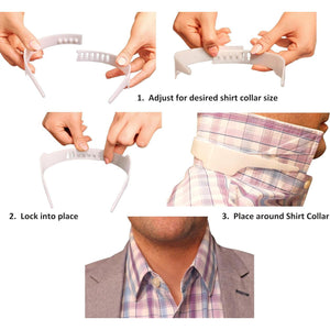 Slick Collar Shirt Collar Support System Set With 3 Adjustable, 10 Premium Collar Stays And A Durable Tin Travel EDC Box In White,