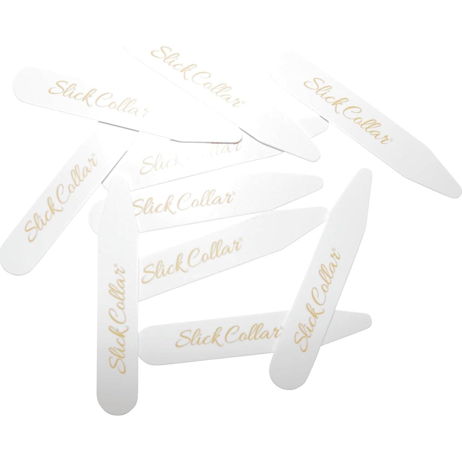 Slick Collar Shirt Collar Support System Set With 3 Adjustable, 10 Premium Collar Stays And A Durable Tin Travel EDC Box In White,