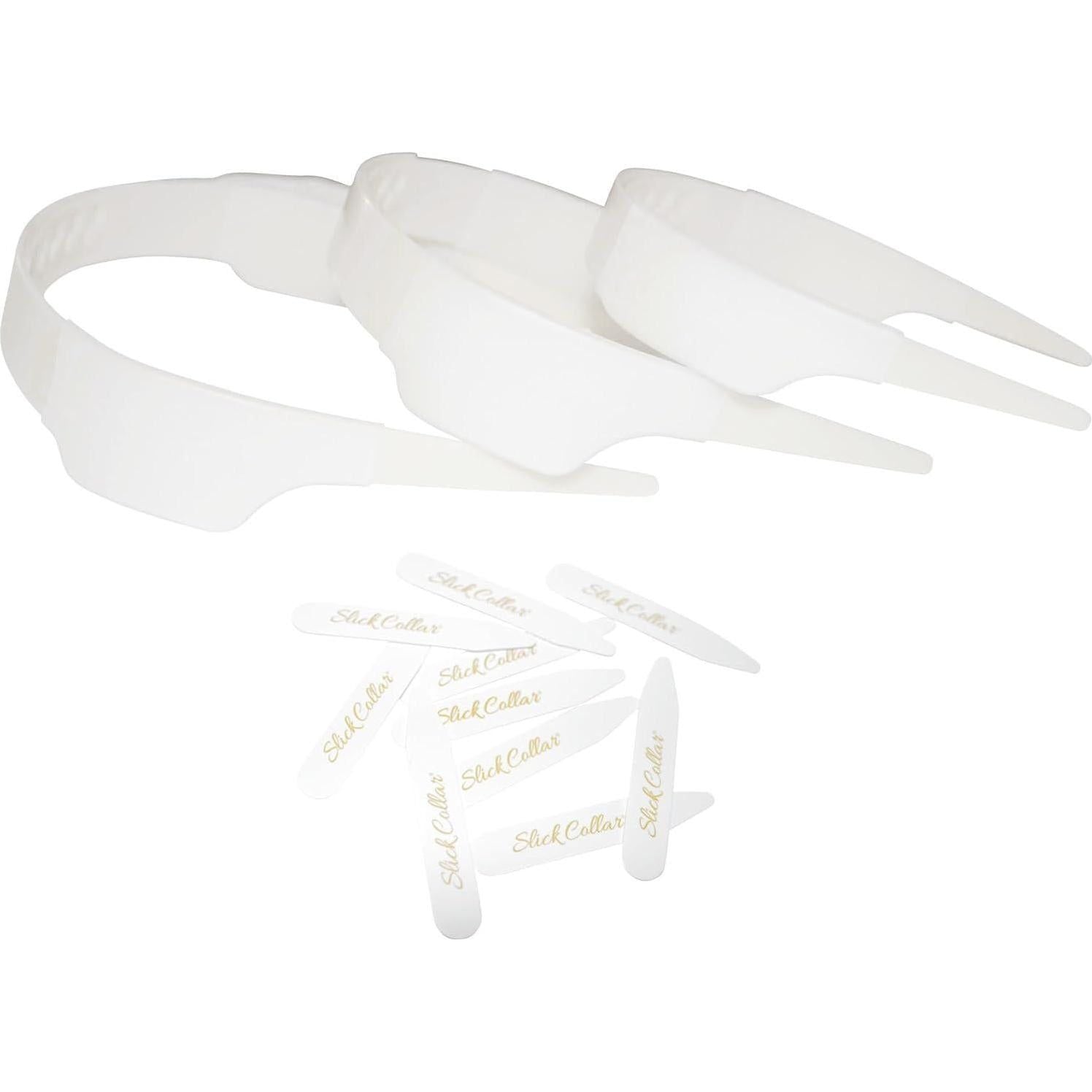 Slick Collar Shirt Collar Support System Set With 3 Adjustable, 10 Premium Collar Stays And A Durable Tin Travel EDC Box In White,