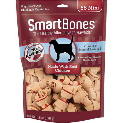 SmartBones Mini Bones with Real Chicken, Rawhide-Free Dog Chews, 56 Count Pack