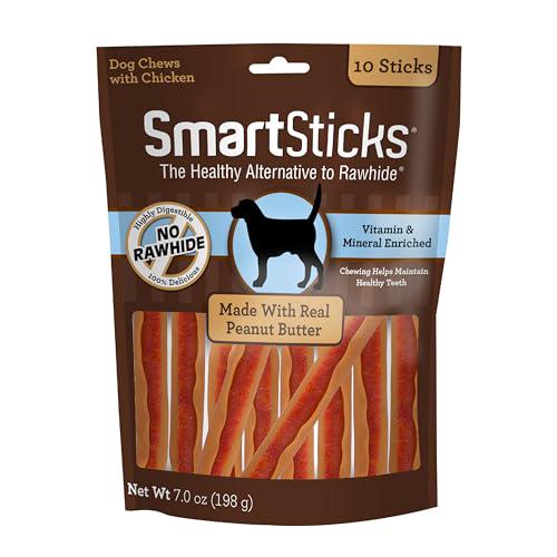 SmartBones SmartSticks Dog Chews, Peanut Butter, Rawhide-Free, 10 Count