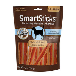 SmartBones SmartSticks Dog Chews, Peanut Butter, Rawhide-Free, 10 Count