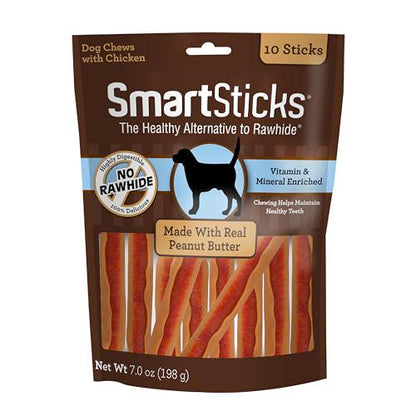 SmartBones SmartSticks Dog Chews, Peanut Butter, Rawhide-Free, 10 Count