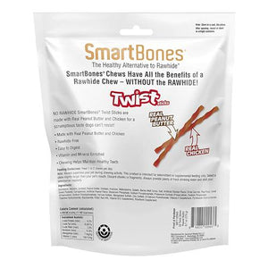 SmartBones Smart Twist Dog Sticks 50 Count Rawhide Free Chews with Peanut Butter Flavor