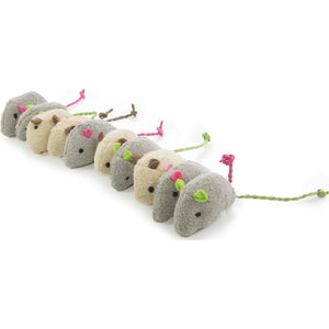 SmartyKat Skitter Critters Catnip Toys for Cats 10 Count Gray Cream Plush Mouse Toys