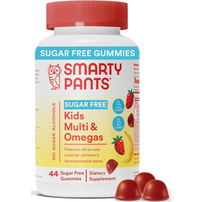 SmartyPants SmartyPants Kids Multivitamin Gummies, Sugar Free: Omega 3 (ALA), Vitamin D3, C, Vitamin B12, B6, A, K And Zinc For Immune Support, Biotin, Erythritol Free, Strawberry Banana, 44 Count (22 Day Supply)