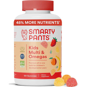 SmartyPants Kids Multivitamin Gummies, Omega-3, Vitamin D3, B12, Zinc, Gluten-Free, 120 Count